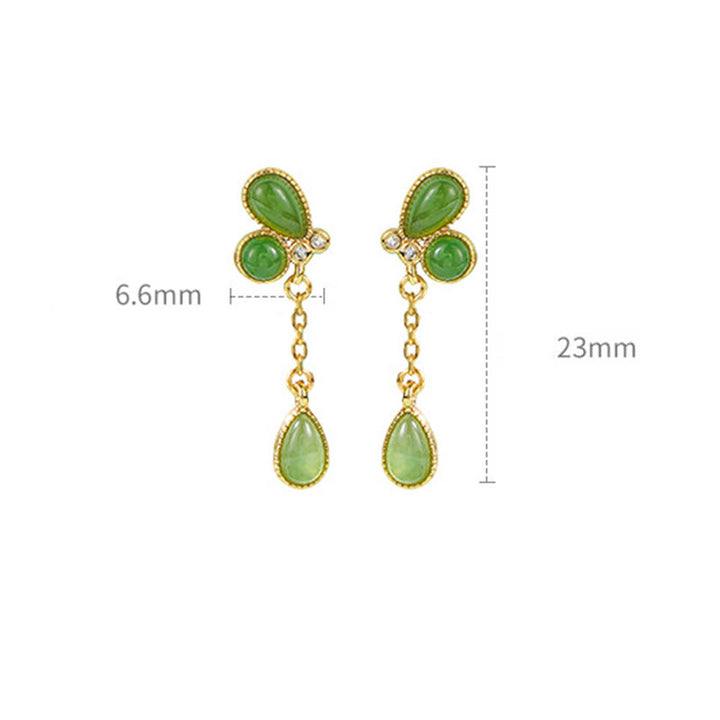 Buddha Stones 925 Sterling Silver Green Jasper Leave Design Balance Earrings - image 4