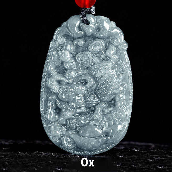 Buddha Stones Chinese Zodiac Jade Year of the Horse Luck Rope Necklace Pendant - Ox - image 11