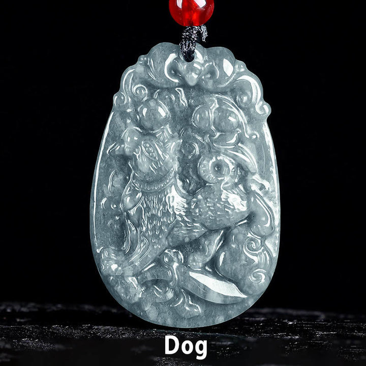 Buddha Stones Chinese Zodiac Jade Year of the Horse Luck Rope Necklace Pendant - Dog - image 20