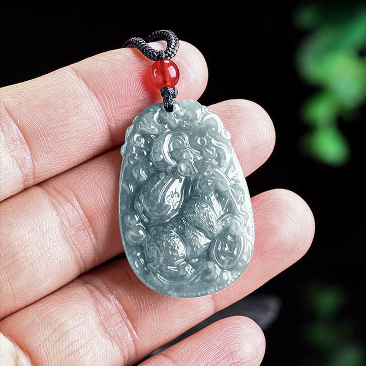 Buddha Stones Chinese Zodiac Jade Year of the Horse Luck Rope Necklace Pendant - image 9