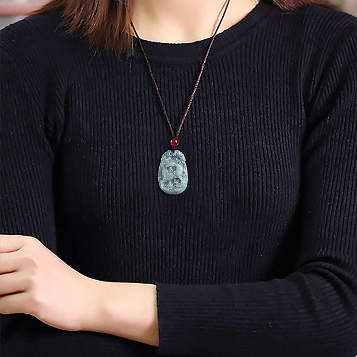 Buddha Stones Chinese Zodiac Jade Year of the Horse Luck Rope Necklace Pendant - image 17