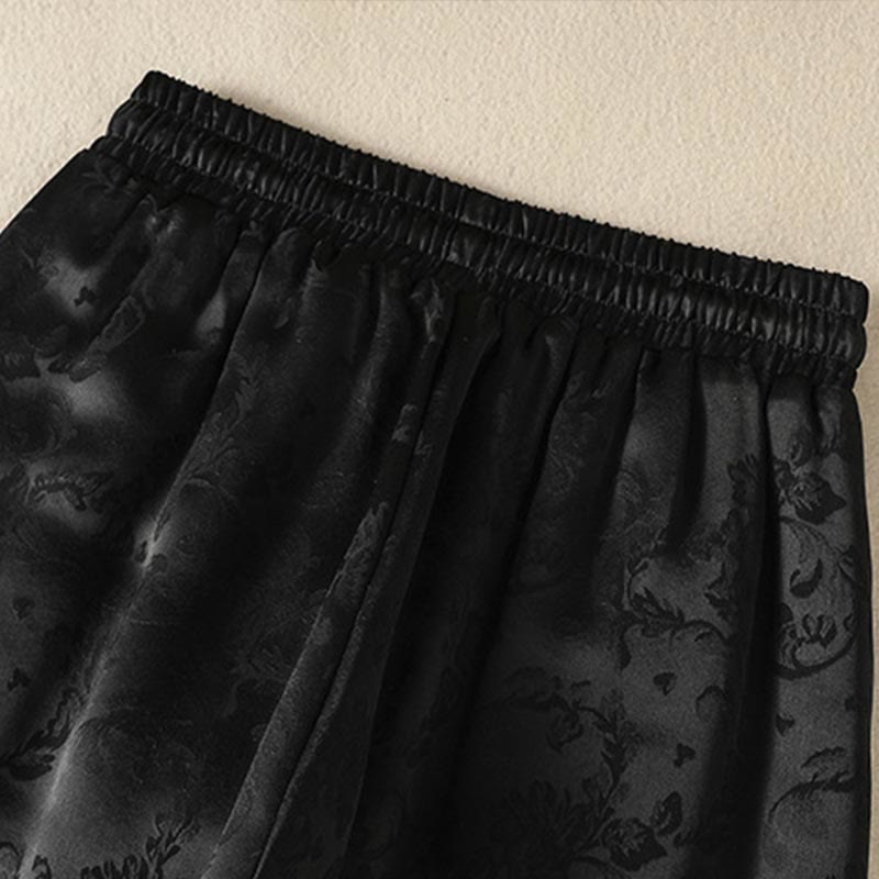 Buddha Stones Jacquard High Waist Design Women's Wide Leg Thermal Thickened Pants With Pockets - image 13