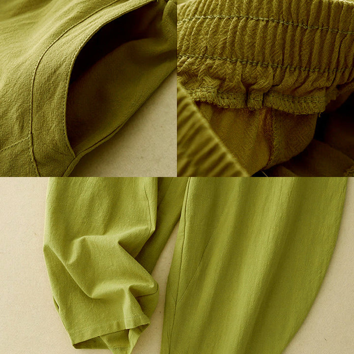 Buddha Stones Fall Solid Color Patchwork Simple Design Women's Wide Leg Pants With Pockets - image 9