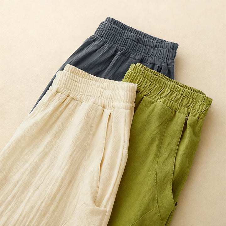 Buddha Stones Fall Solid Color Patchwork Simple Design Women's Wide Leg Pants With Pockets - image 15