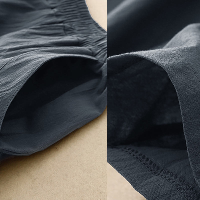 Buddha Stones Fall Solid Color Patchwork Simple Design Women's Wide Leg Pants With Pockets - image 13