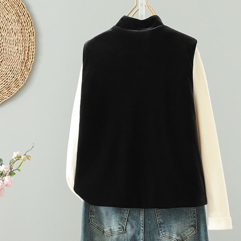 Buddha Stones White Flower Embroidery Pattern Women's Sleeveless Vest Waistcoat - image 1