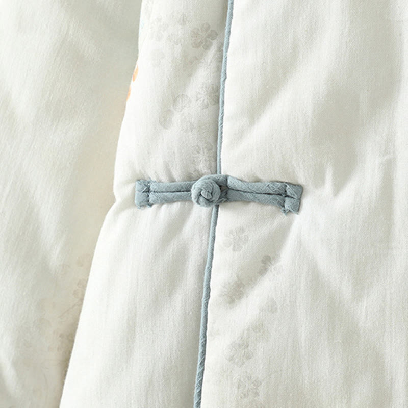 Buddha Stones Women's Blue Flower Frog-Button Design Long Sleeve Thermal Jacket - image 7