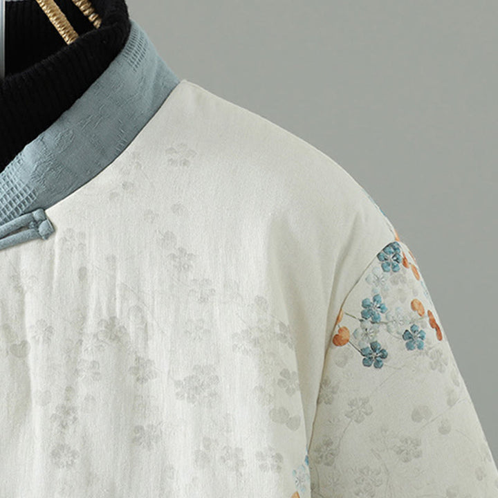 Buddha Stones Women's Blue Flower Frog-Button Design Long Sleeve Thermal Jacket - image 4