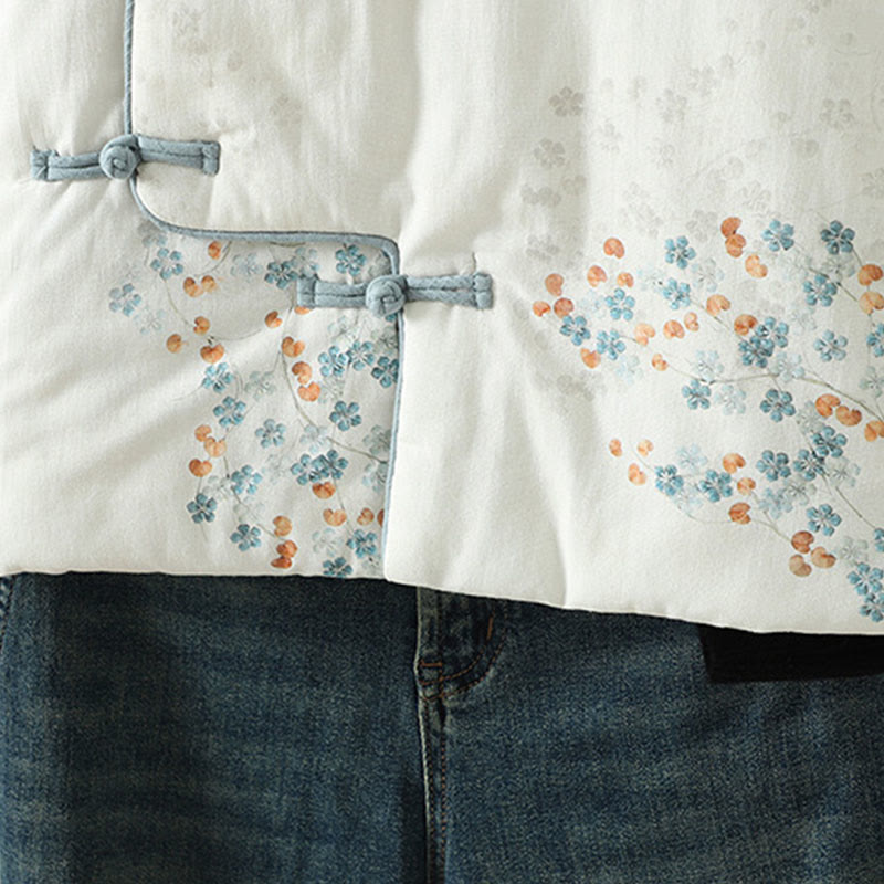 Buddha Stones Women's Blue Flower Frog-Button Design Long Sleeve Thermal Jacket - image 8