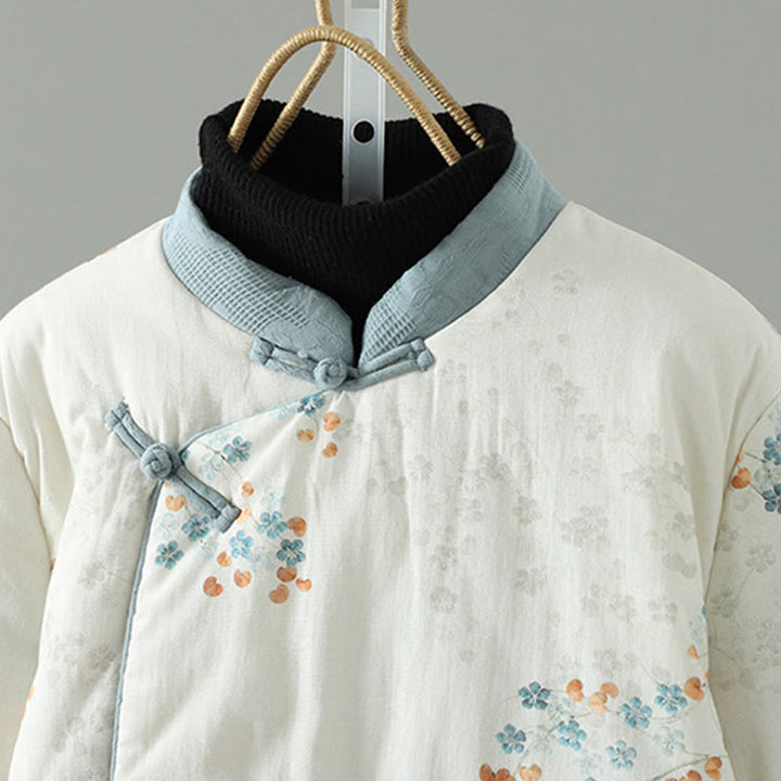 Buddha Stones Women's Blue Flower Frog-Button Design Long Sleeve Thermal Jacket - image 2