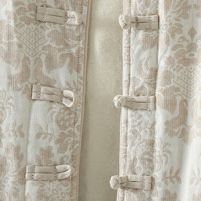 Buddha Stones Women's Peony Flowers Frog-Button Design Long Sleeve Thermal Jacket With Pockets - image 18