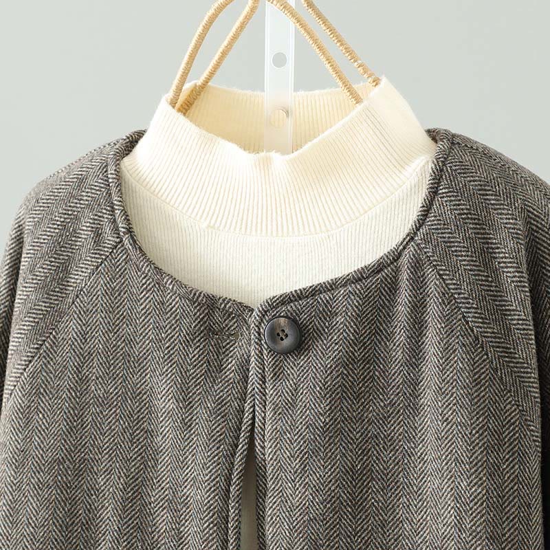 Buddha Stones Women's Brown Buttons Design Long Sleeve Thermal Jacket With Pockets - image 2