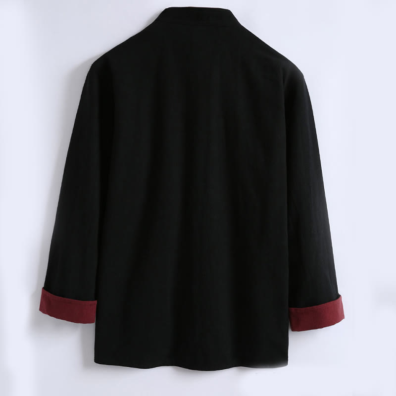 Buddha Stones Spring Chinese Reversible Men's Frog-Button Cotton Long Sleeve Jacket - image 4