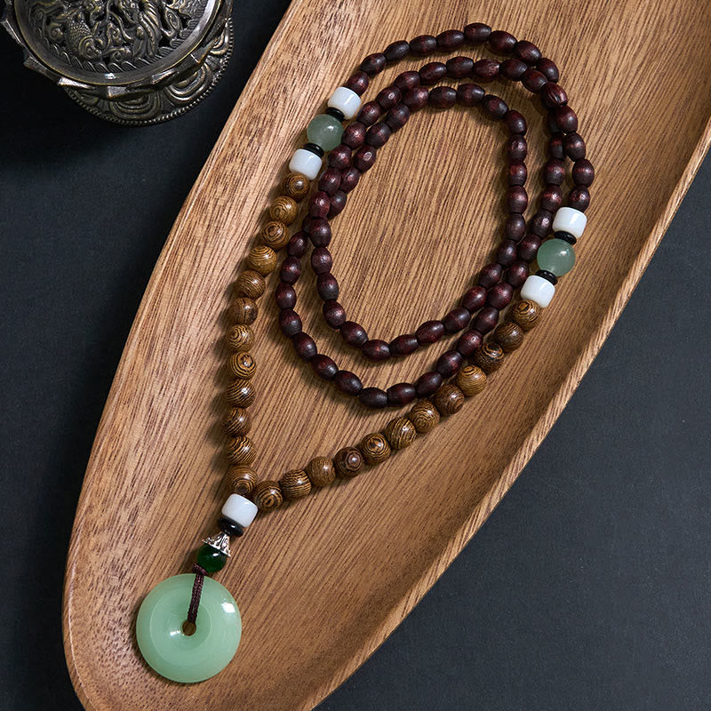 Buddha Stones Wenge Wood Peace Buckle Balance Tranquility Pendant Necklace - Wenge Wood & Peace Buckle - image 0