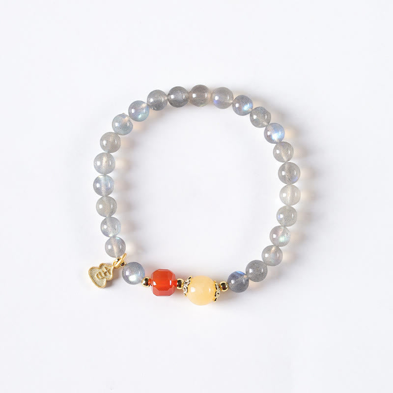 Buddha Stones Natural Moonstone Lotus Love Charming Bracelet - image 12