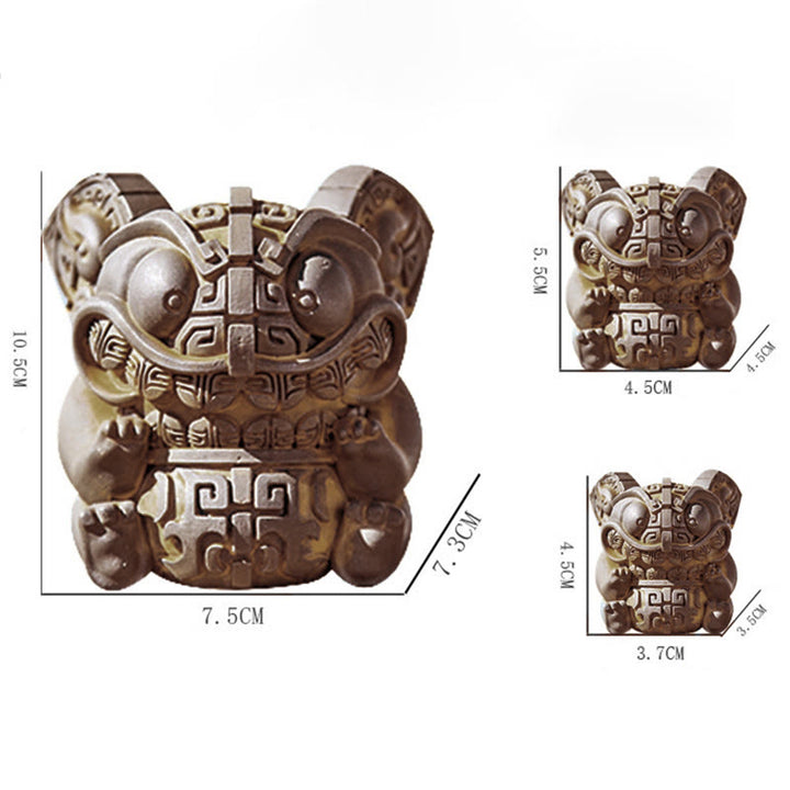 Buddha Stones Handmade Gold Swallowing Beast Iron Powder Rust Cast Resin Statue Home Decoration - image 16