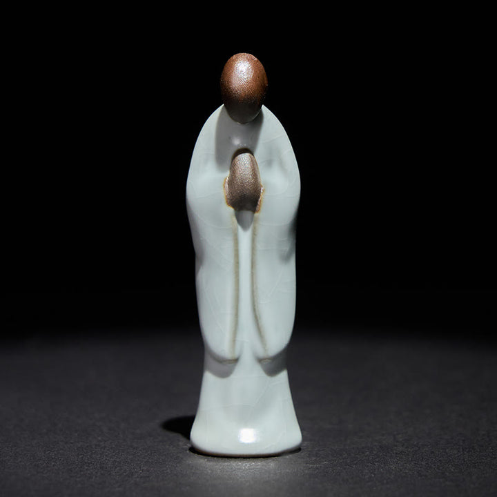 Buddha Stones Meditation Monk Ceramic Statue Serenity Home Decoration - image 1