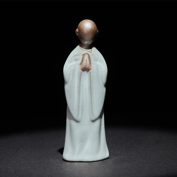 Buddha Stones Meditation Monk Ceramic Statue Serenity Home Decoration - Gray Contemplation 3*3*9.5cm - image 8