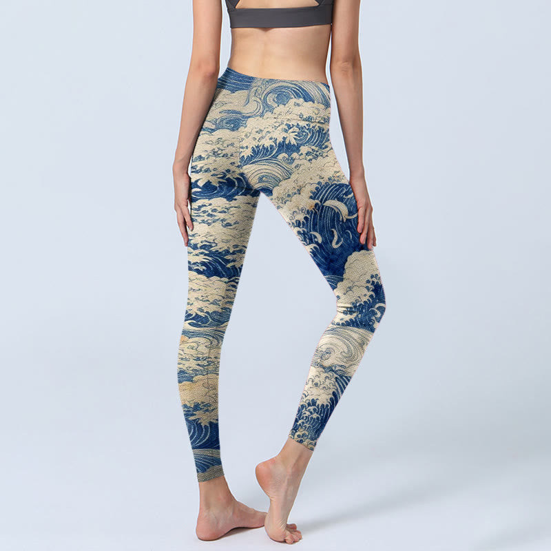 Buddha Stones Ocean Waves Pattern Print Gym Leggings Women's Yoga Pants - image 3