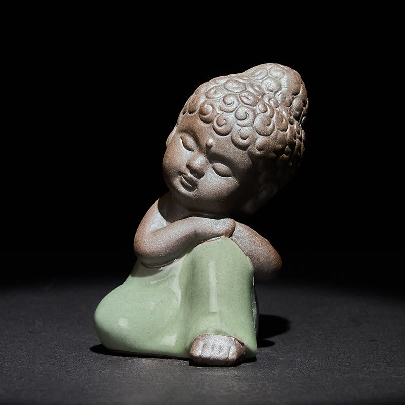 Buddha Stones Prayer Meditation Resting Monk Ceramic Statue Serenity Home Decoration - image 33