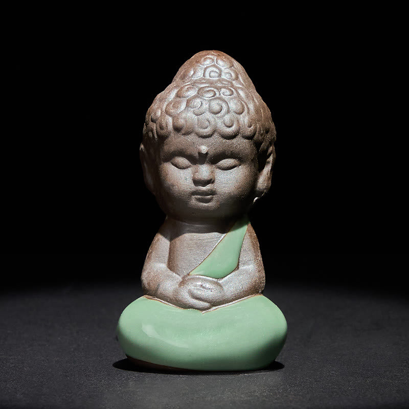 Buddha Stones Prayer Meditation Resting Monk Ceramic Statue Serenity Home Decoration - Meditating 4.5*4.5*9cm - image 18