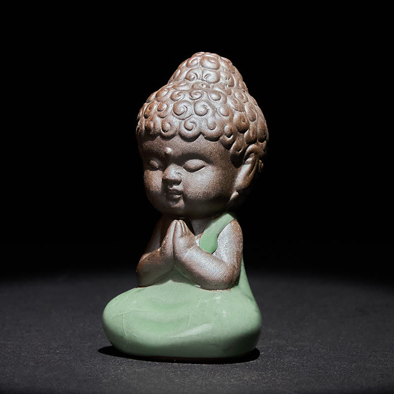 Buddha Stones Prayer Meditation Resting Monk Ceramic Statue Serenity Home Decoration - image 1