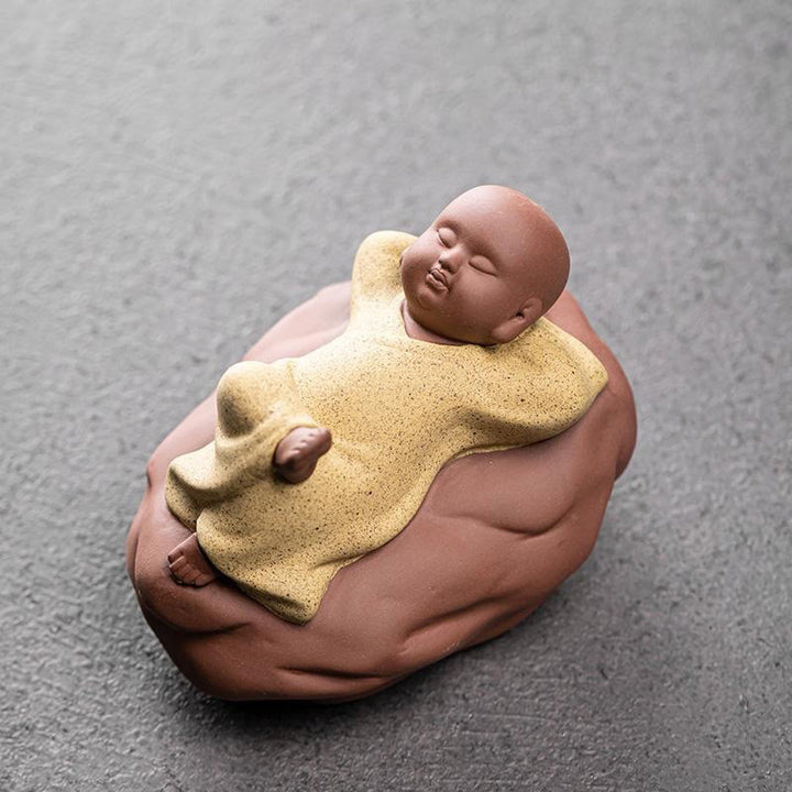 Buddha Stones Looking Up Resting Monk Ceramic Statue Compassion Home Decoration - Rest Yellow Monk 8.2*6.2*6.2cm - image 9