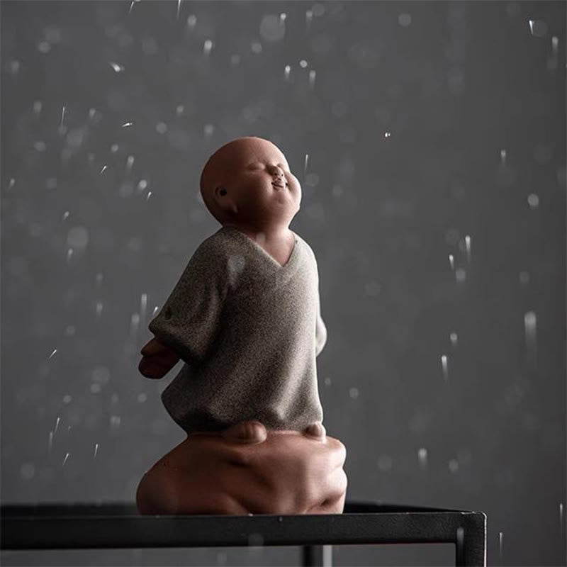 Buddha Stones Looking Up Resting Monk Ceramic Statue Compassion Home Decoration - image 5