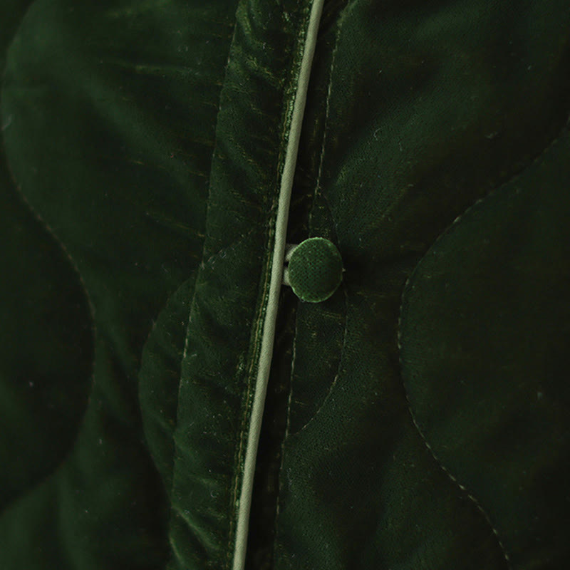 Buddha Stones Diamond Pattern Short Style Women's Long Sleeve Thickened Jacket With Pockets - image 12