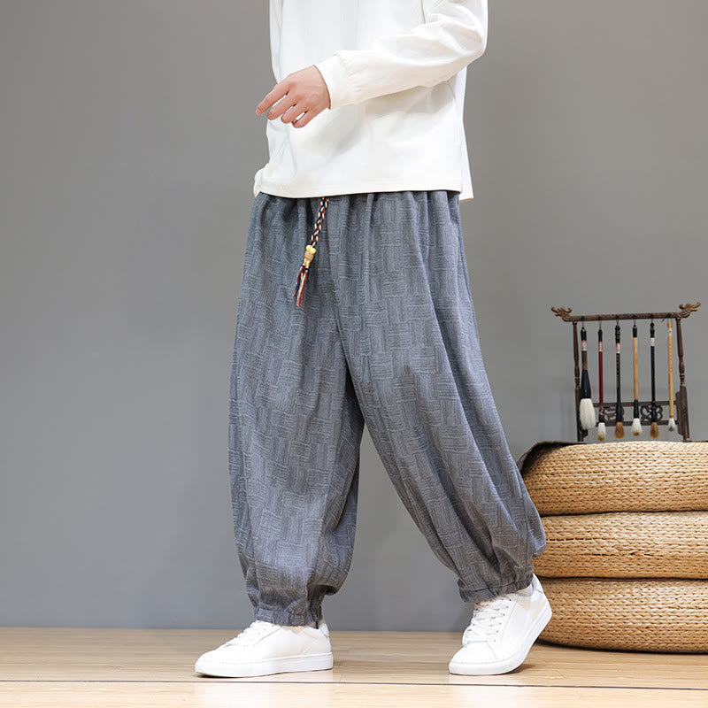 Buddha Stones Fall Jacquard Plaid Pattern Cotton Corduroy Men's Harem Pants With Pockets - LightSlateGray - US/UK/AU46，EU56 (5XL) - image 23