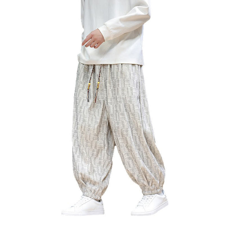 Buddha Stones Fall Jacquard Plaid Pattern Cotton Corduroy Men's Harem Pants With Pockets - image 22