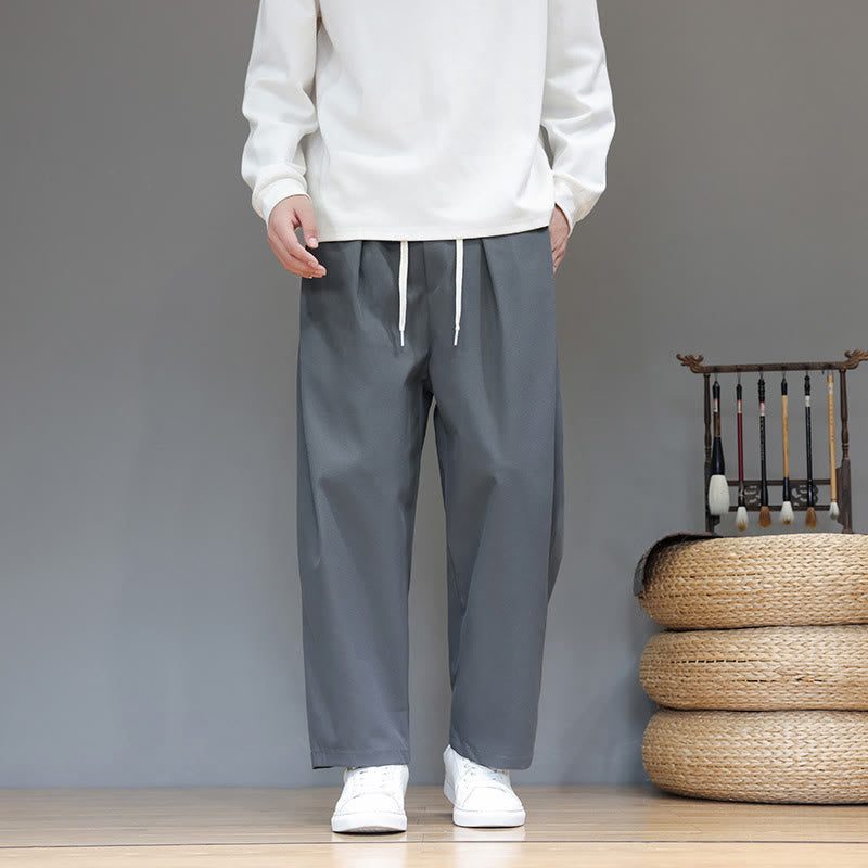 Buddha Stones Fall Solid Color Straight Leg Design Men's Harem Pants With Pockets - LightSlateGray - US/UK/AU46，EU56 (5XL) - image 1