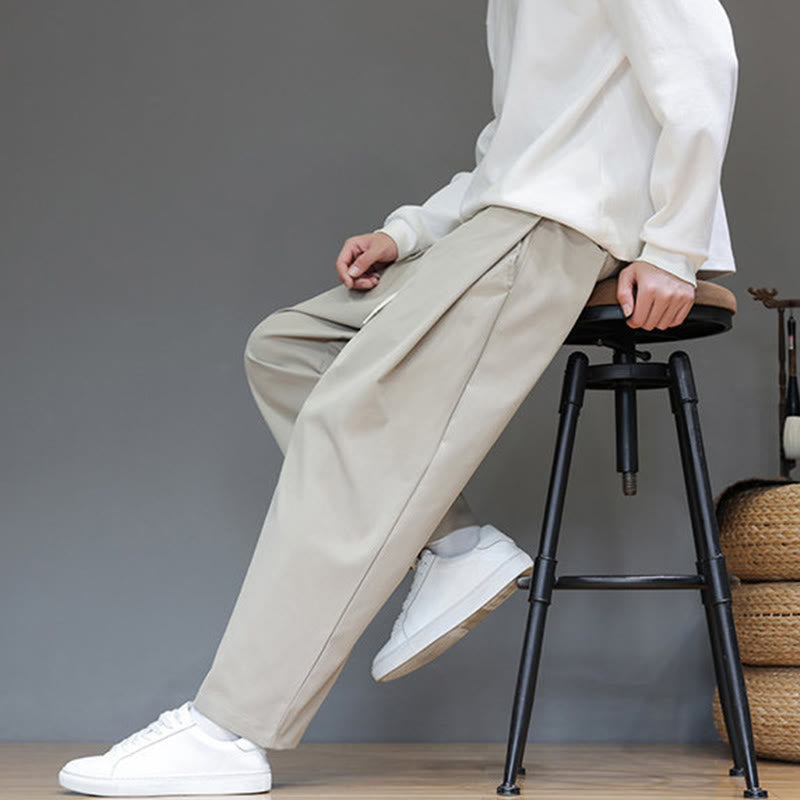 Buddha Stones Fall Solid Color Straight Leg Design Men's Harem Pants With Pockets - image 20