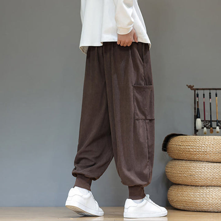 Buddha Stones Spring Solid Color Men's Ankle-Length Cotton Pants With Pockets - image 30