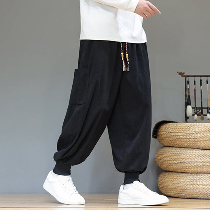 Buddha Stones Spring Solid Color Men's Ankle-Length Cotton Pants With Pockets - image 22