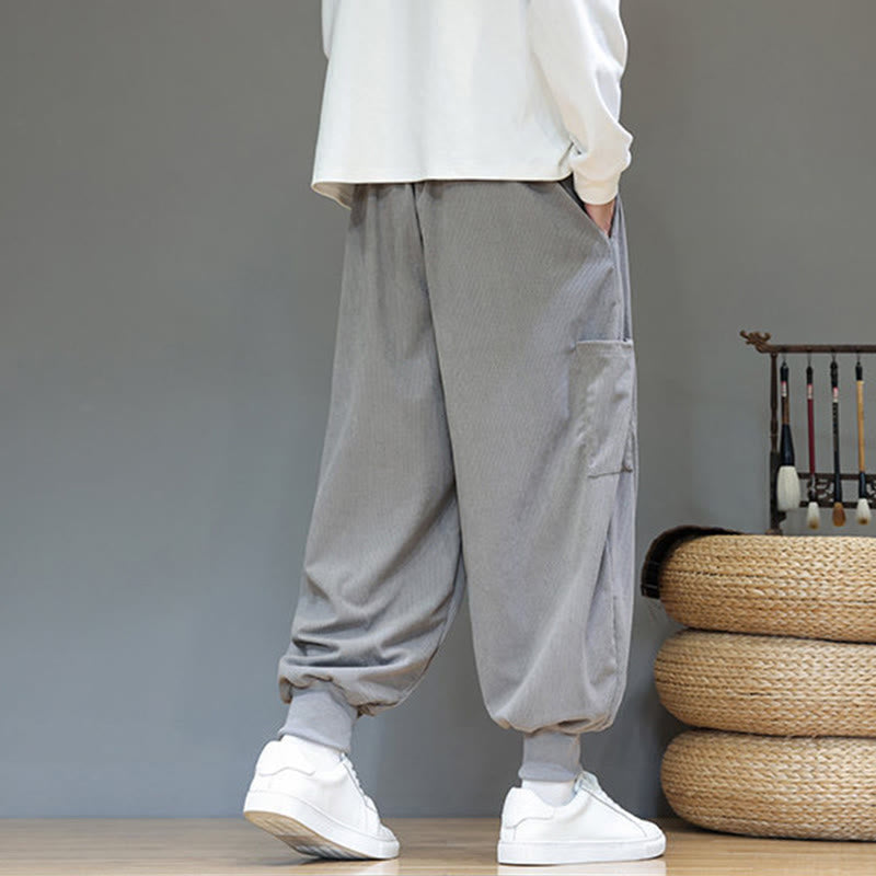 Buddha Stones Spring Solid Color Men's Ankle-Length Cotton Pants With Pockets - image 14