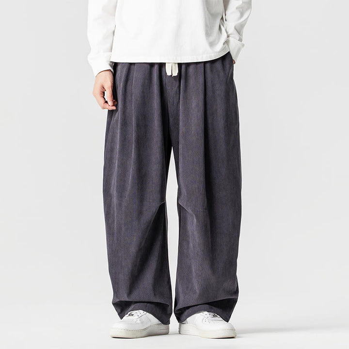 Buddha Stones Winter Drawstring Corduroy Cotton Men's Wide Leg Pants With Pockets - DimGray - US/UK/AU46，EU56 (5XL) - image 16