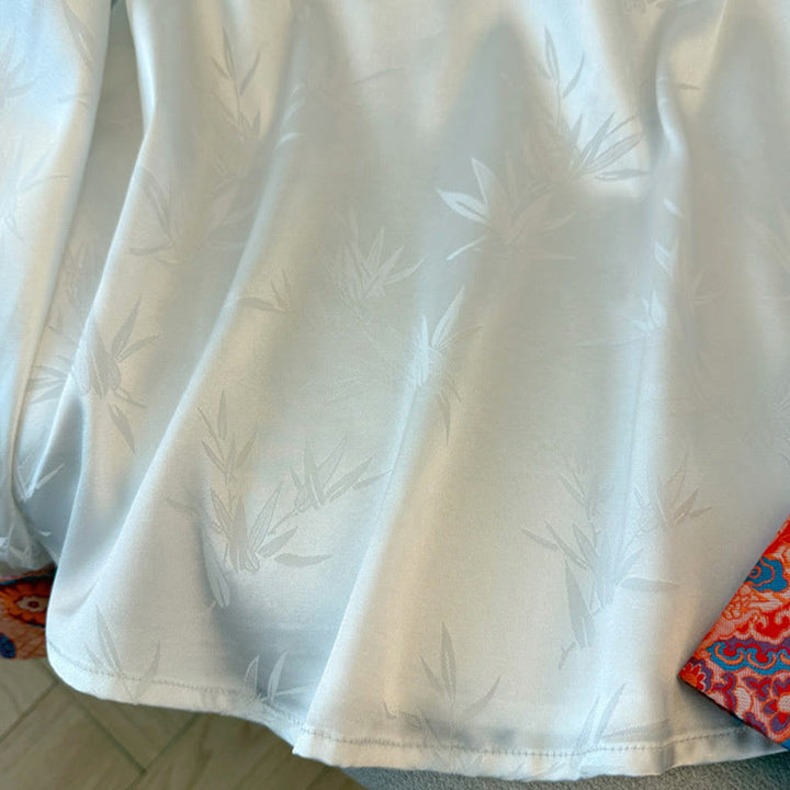 Buddha Stones Frog-Button Dragon Flower Bamboo Jacquard Design Women's Vest Waistcoat Shirt - image 11