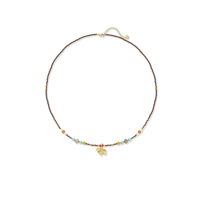 Buddha Stones Tiger Eye Protection Golden Year Of The Horse Necklace Pendant - image 6