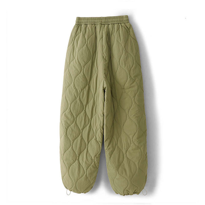 Buddha Stones Women's Plain Elastic Cuff Design Drawstring Thermal Thickened Pants With Pockets - image 12