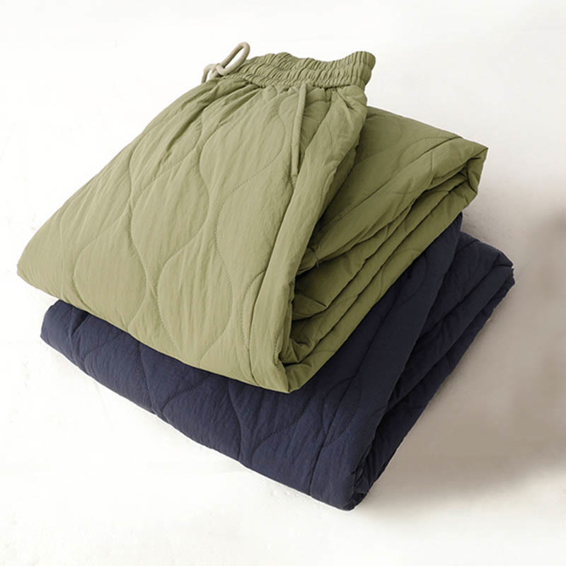 Buddha Stones Women's Plain Elastic Cuff Design Drawstring Thermal Thickened Pants With Pockets - image 24