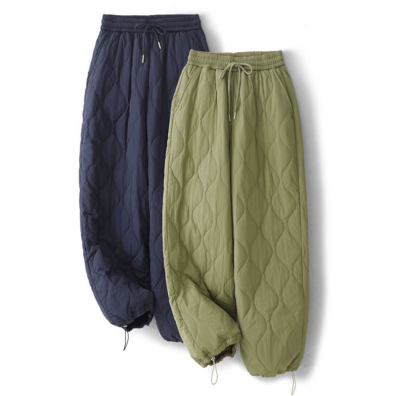 Buddha Stones Women's Plain Elastic Cuff Design Drawstring Thermal Thickened Pants With Pockets - image 21