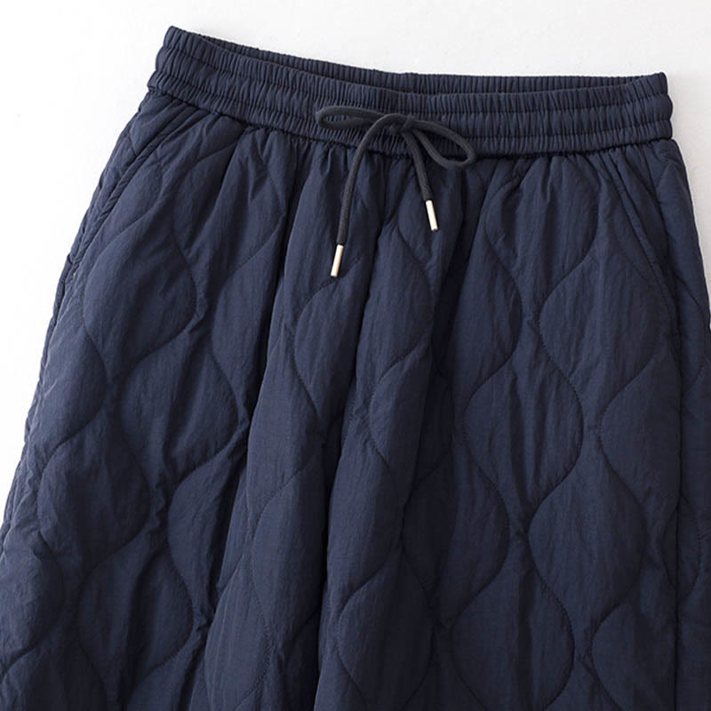 Buddha Stones Women's Plain Elastic Cuff Design Drawstring Thermal Thickened Pants With Pockets - image 3