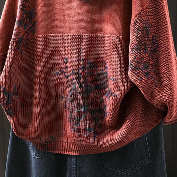 Buddha Stones Women's Knitted Floral Cotton Long Sleeve Hooded Sweater - image 9