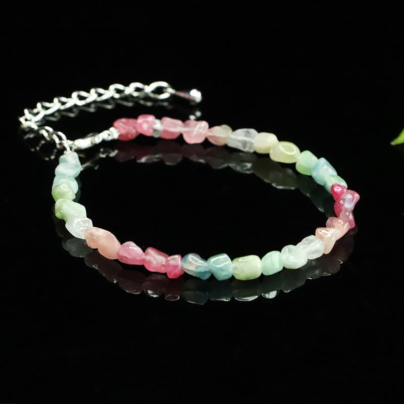 Buddha Stones 4mm Ultra-thin Tourmaline Irregular Beads Positive Chain Bracelet - image 2