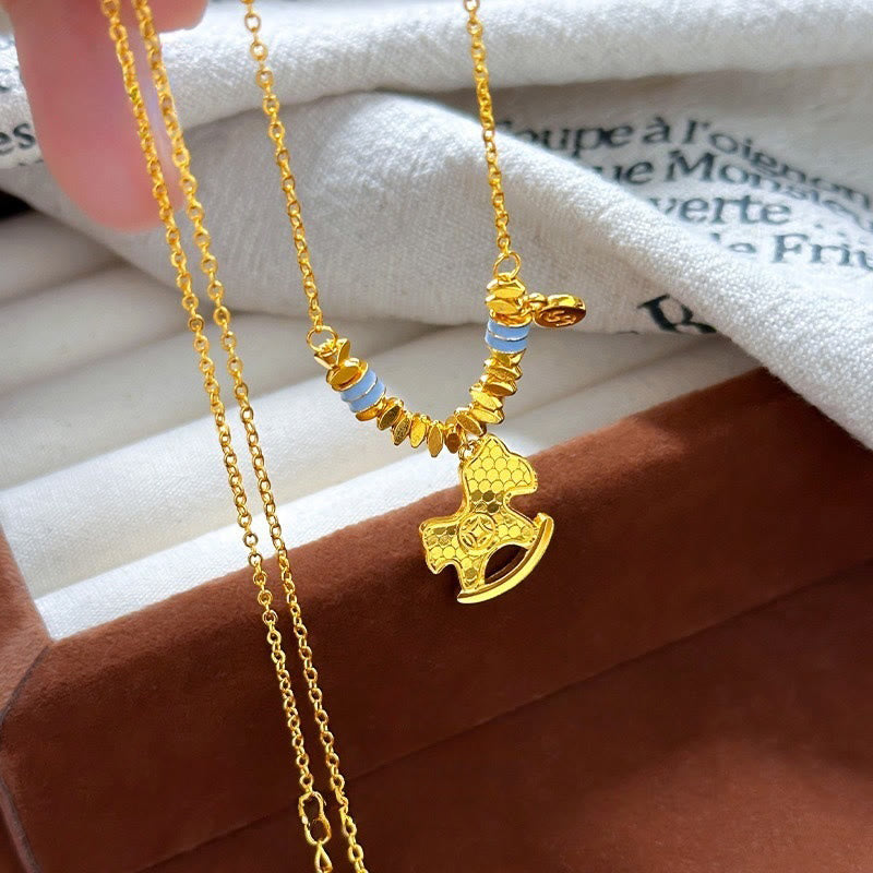 Buddha Stones Golden Year Of The Horse Copper Balance Luck Necklace Pendant - image 4