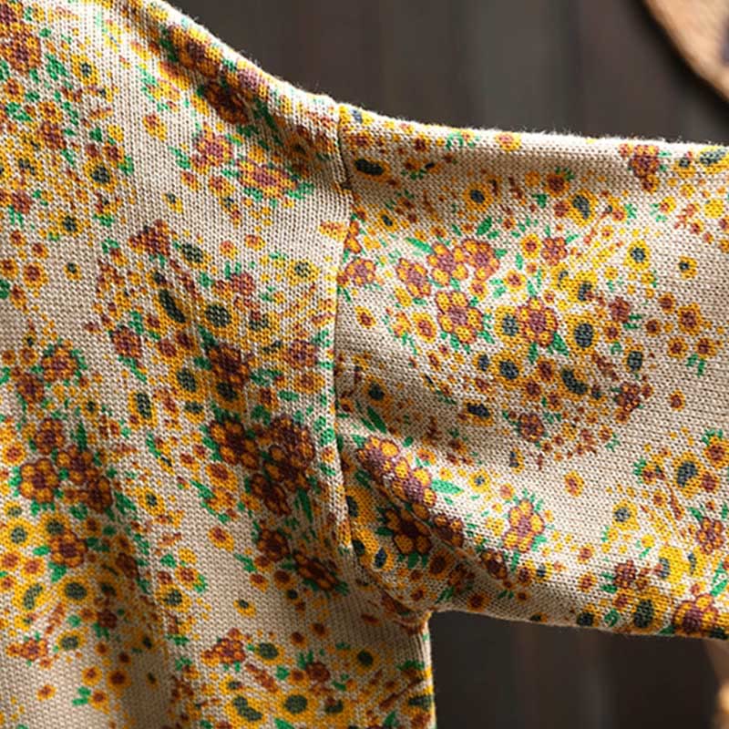 Buddha Stones Women's Knitted Floral Cotton Ribbed Hem Long Sleeve Mock Neck Sweater - image 6