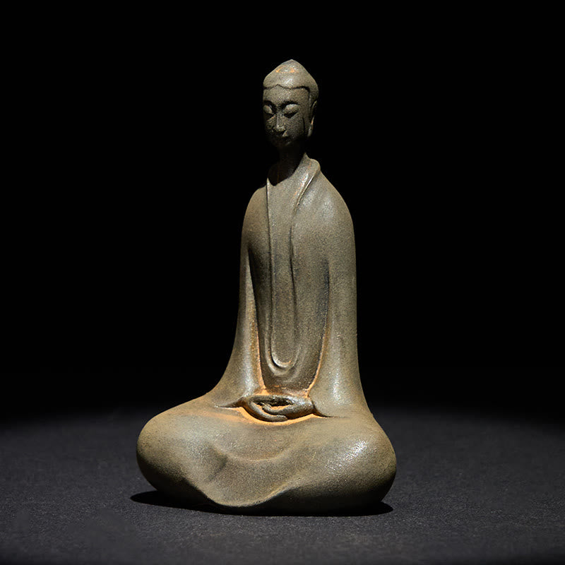 Buddha Stones Handmade Sakyamuni Buddha Iron Powder Rust Cast Resin Statue Home Decoration - image 1