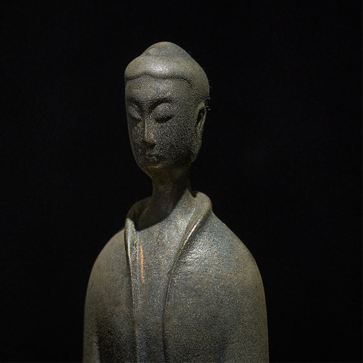 Buddha Stones Handmade Sakyamuni Buddha Iron Powder Rust Cast Resin Statue Home Decoration - image 13