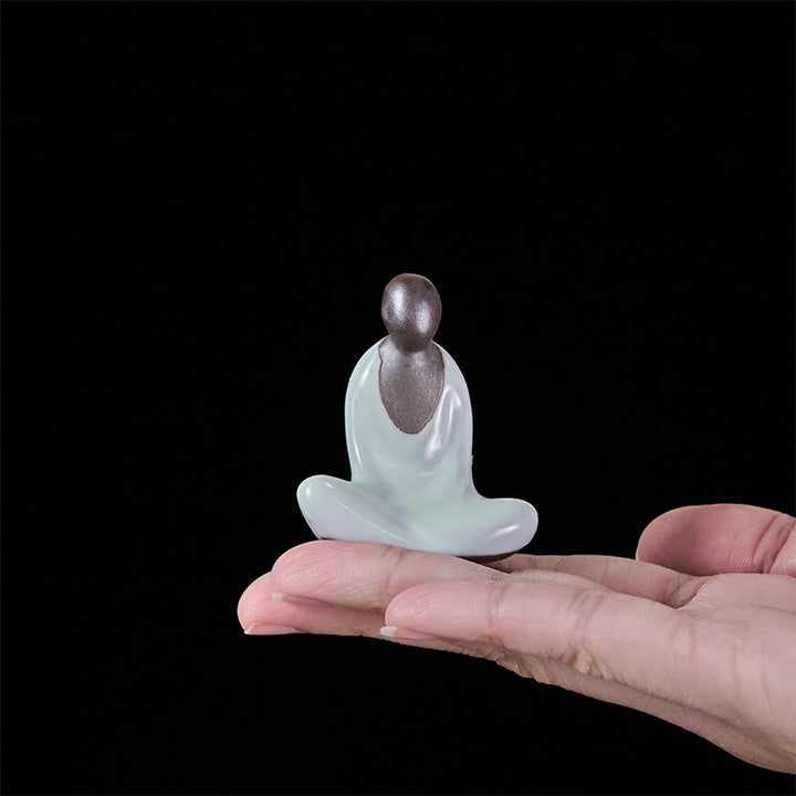 Buddha Stones Small Formless Buddha Meditating Ceramic Statue Zen Home Decoration 4*2.5*5cm - image 5